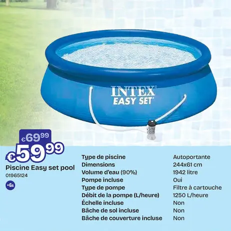 Offre: Intex Piscine Easy set pool  Diamètre 244 cm