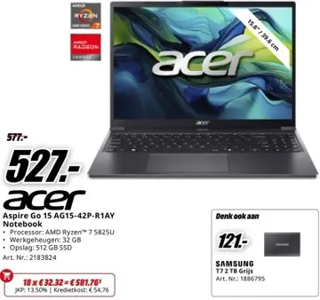 Aanbieding: Acer Aspire Go 15 AG15-42P-R1AY Notebook
