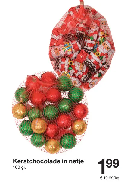 Aanbieding: Kerstchocolade in netje