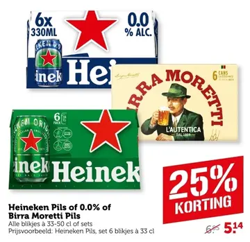 Aanbieding: Heineken Pils of 0.0% of Birra Moretti Pils