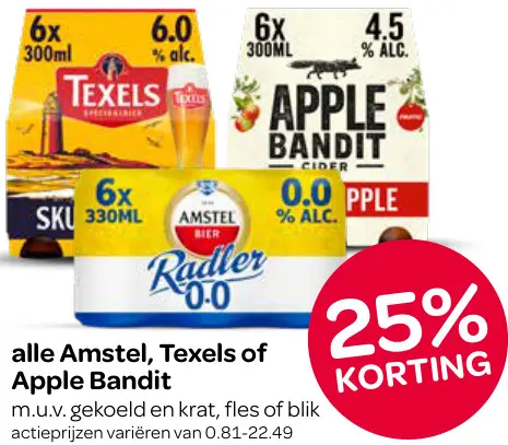Aanbieding: Amstel, Texels of Apple Bandit