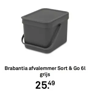 Aanbieding: Afvalemmer Sort & Go 6l grijs