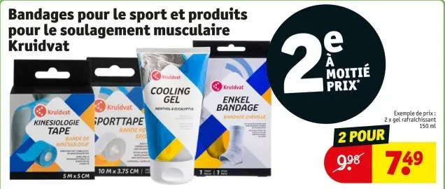 Offre: Bandages pour le sport et produits pour le soulagement