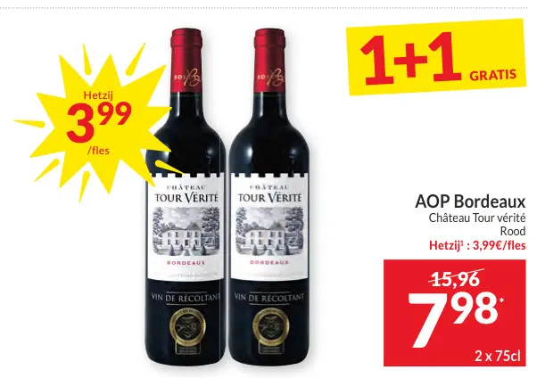 Promotie: AOP Bordeaux Château Tour vérité Rood