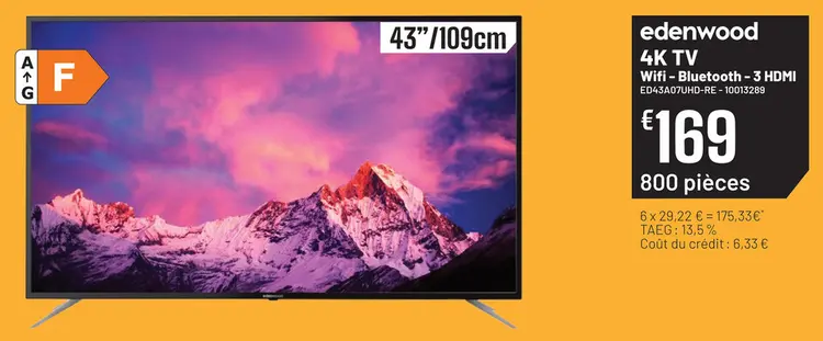 Offre: Edenwood 4k tv