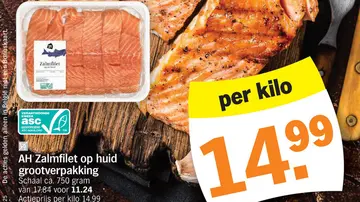 Aanbieding: AH Zalmfilet op huid grootverpakking