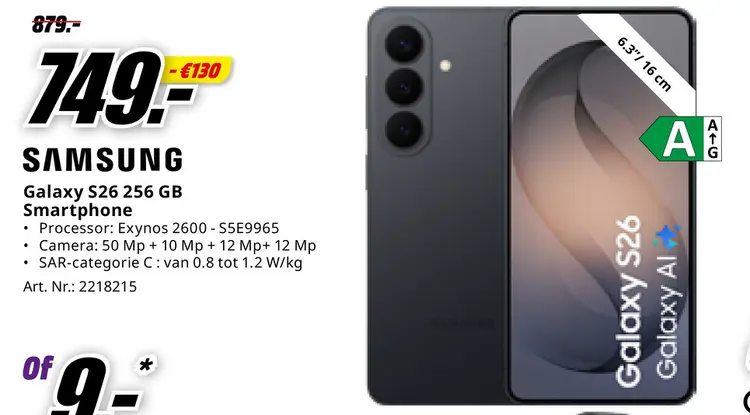 Promotie: Galaxy S26 256 GB Smartphone