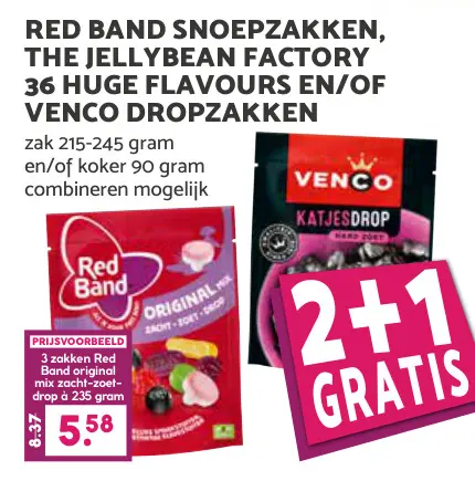 Aanbieding: Snoepzakken, The Jellybean Factory 36 huge flavours en/of venco dropzakken