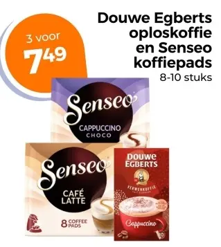 Aanbieding: Douwe Egberts oploskoffie en Senseo koffiepads