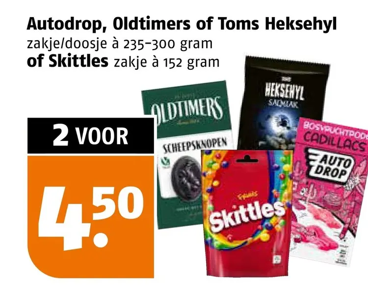 Aanbieding: Autodrop, Oldtimers of Toms Heksehyl of Skittles