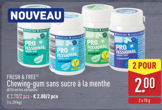 Offre: Chewing-gum sans sucre à la menthe