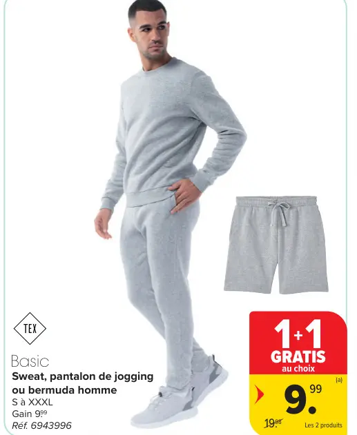 Offre: Sweat, pantalon de jogging ou bermuda homme