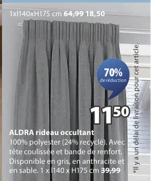 Offre: ALDRA rideau occultant