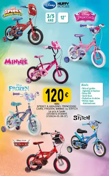 Offre: Vélo SPIDEY & AMAZING, PRINCESSE, CARS, FROZEN, MINNIE, STITCH