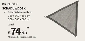 Aanbieding: DRIEHOEK SCHADUWDOEK