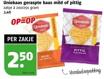 Aanbieding: Uniekaas geraspte kaas mild of pittig
