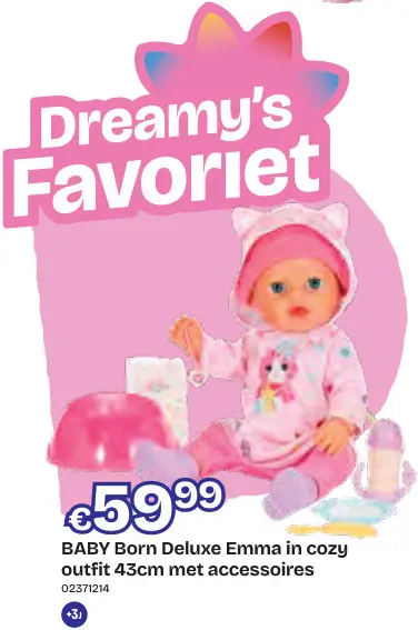 Aanbieding: Deluxe Emma in cozy outfit 43cm met accessoires
