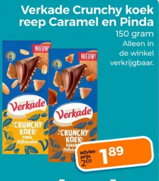 Aanbieding: Verkade Crunchy koek reep Caramel en Pinda