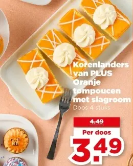 Oranje tompoucen met slagroom