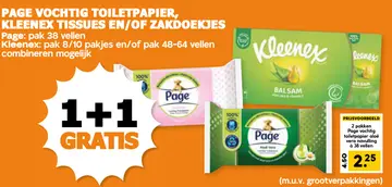 Aanbieding: Page vochtig toiletpapier, Kleenex tissues en/of zakdoekjes