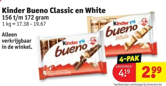 Promotie: Kinder Bueno Classic en White
