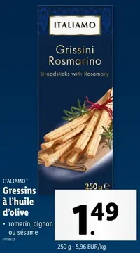 Offre: Gressins à l'huile d'olive