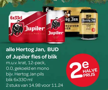 Aanbieding: Hertog Jan, BUD of Jupiler fles of blik