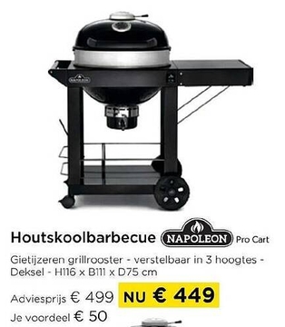 Aanbieding: Houtskoolbarbecue NAPOLEON Pro Cart Gietijzer