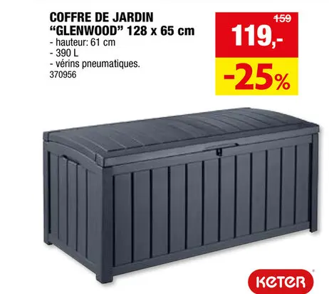 Offre: Keter Glenwood coffre de jardin 128x65x61 cm anthracite