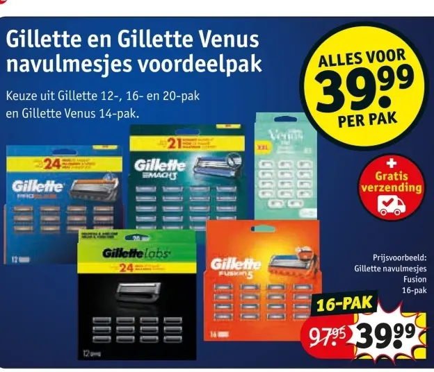 Aanbieding: Gillette en Gillette Venus navulmesjes 