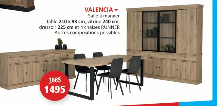 Offre: Valencia Table, vitrine, dressoir et chaises