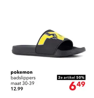 Aanbieding: Pokémon kinder badslippers zwart geel