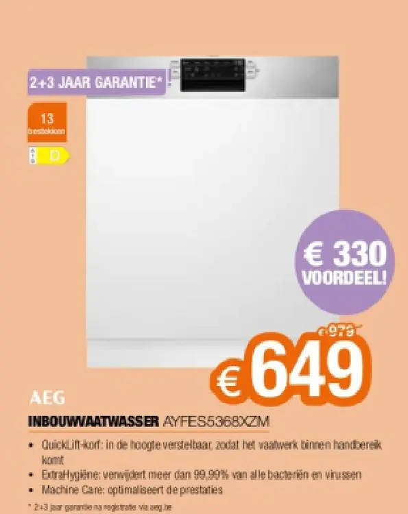 Promotie: Inbouwwaatwasser ayfes5368xzm