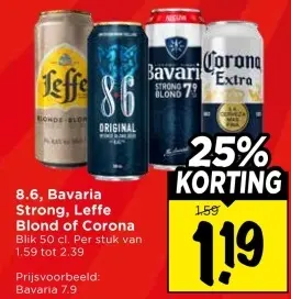 Aanbieding: 8.6, Bavaria Strong, Leffe Blond of Corona