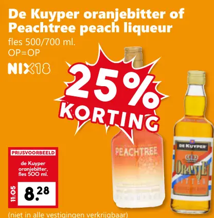 Aanbieding: De Kuyper oranjebitter of Peachtree peach liqueur