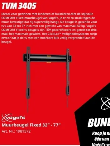 Promotie: Muurbeugel Fixed 32" - 77"