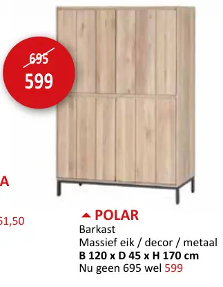 Aanbieding: Polar Barkast Massief eik / decor / metaal