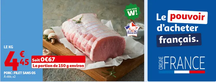 Offre: Porc: filet sans os
