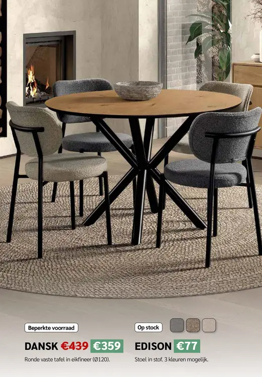 Promotie: Eetkamerstoel en ronde tafel
