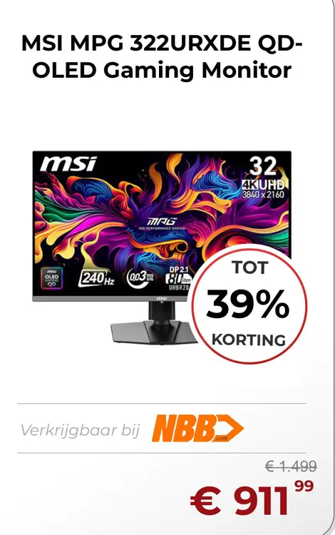 Aanbieding: MPG 322URXDE QD-OLED Gaming Monitor