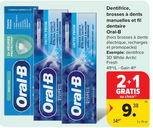 Offre: Dentifrice, brosses à dents manuelles