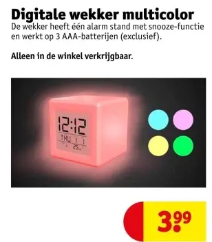 Aanbieding: Digitale wekker multicolor