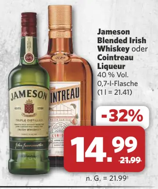 Aanbieding: Blended Irish Whiskey oder Cointreau Liqueur