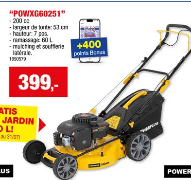 Offre: Powerplus POWXG60251 benzine grasmaaier zelftrekkend 200cc 53cm