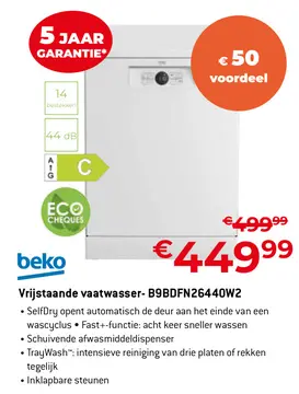 Aanbieding: Vrijstaande vaatwasser- B9BDFN26440W2