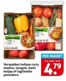 Aanbieding: Verspakket Indiase curry madras, lasagne, bam