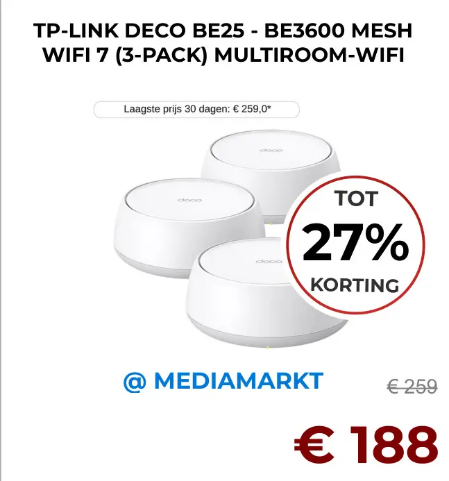 Aanbieding: Deco be25 - be3600 mesh wifi 7