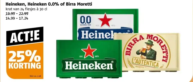 Aanbieding: Heineken, Heineken 0.0% of Birra Moretti