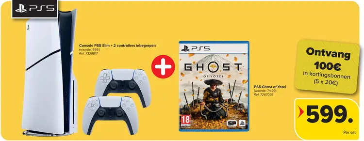 Promotie: Console PS5 slim + 2 controllers inbegrepen