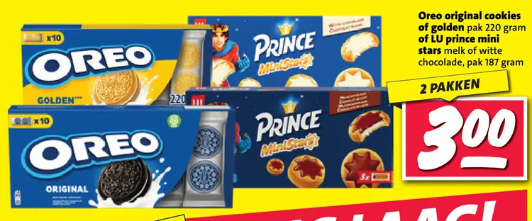 Aanbieding: Oreo original cookies or golden or LU prince 